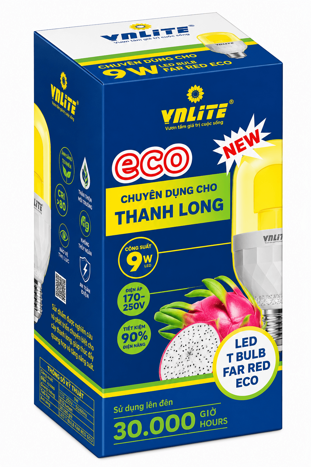 VNLITE LED T-BULB ECO 9W 3000K E27 ĐỎ XA